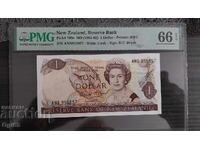 Certified New Zealand 1 Dollar 1981 Banknote. PMG 66