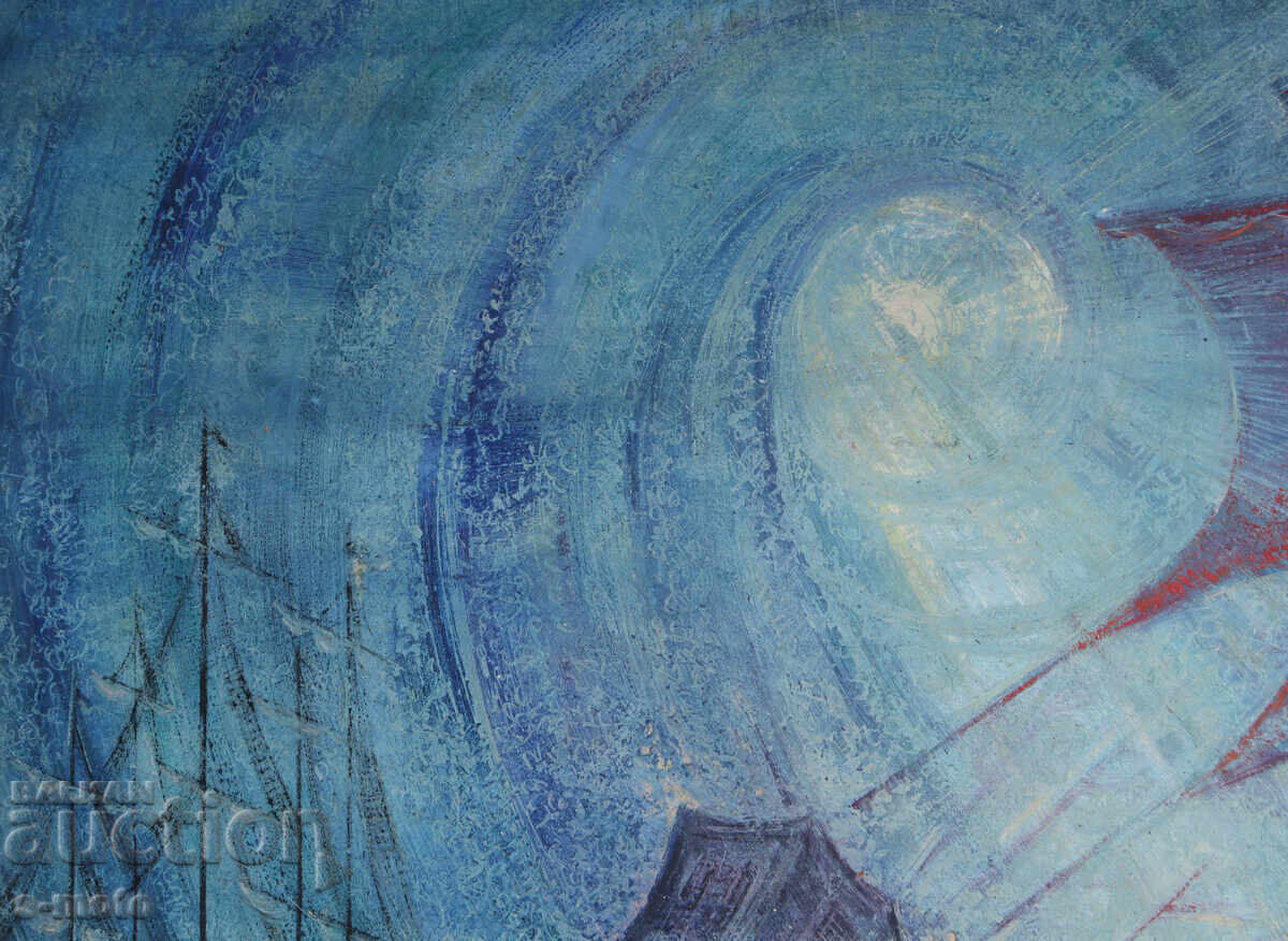 Livrarea Tablou pastel compoziție abstractă navă