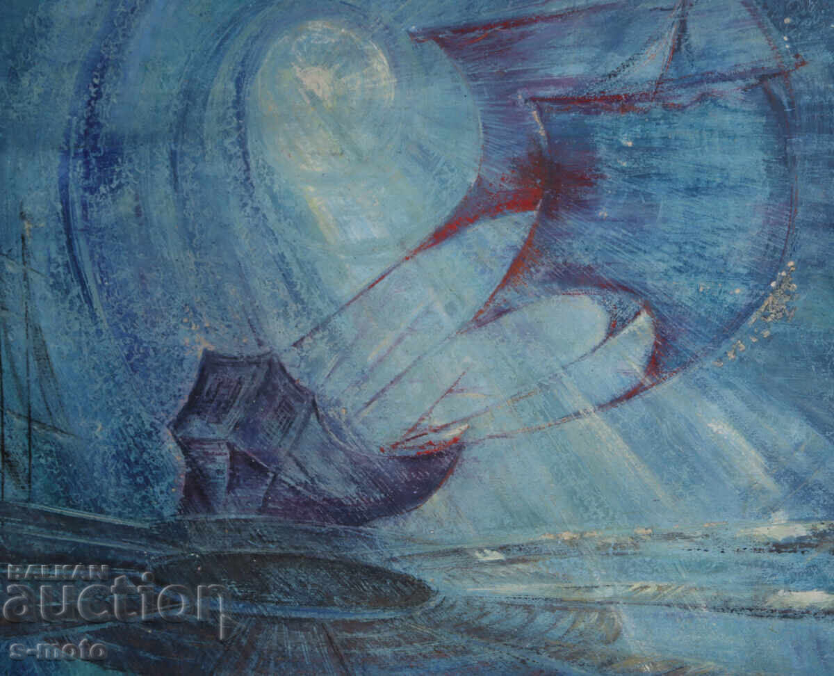 Tablou pastel compoziție abstractă navă - 5
