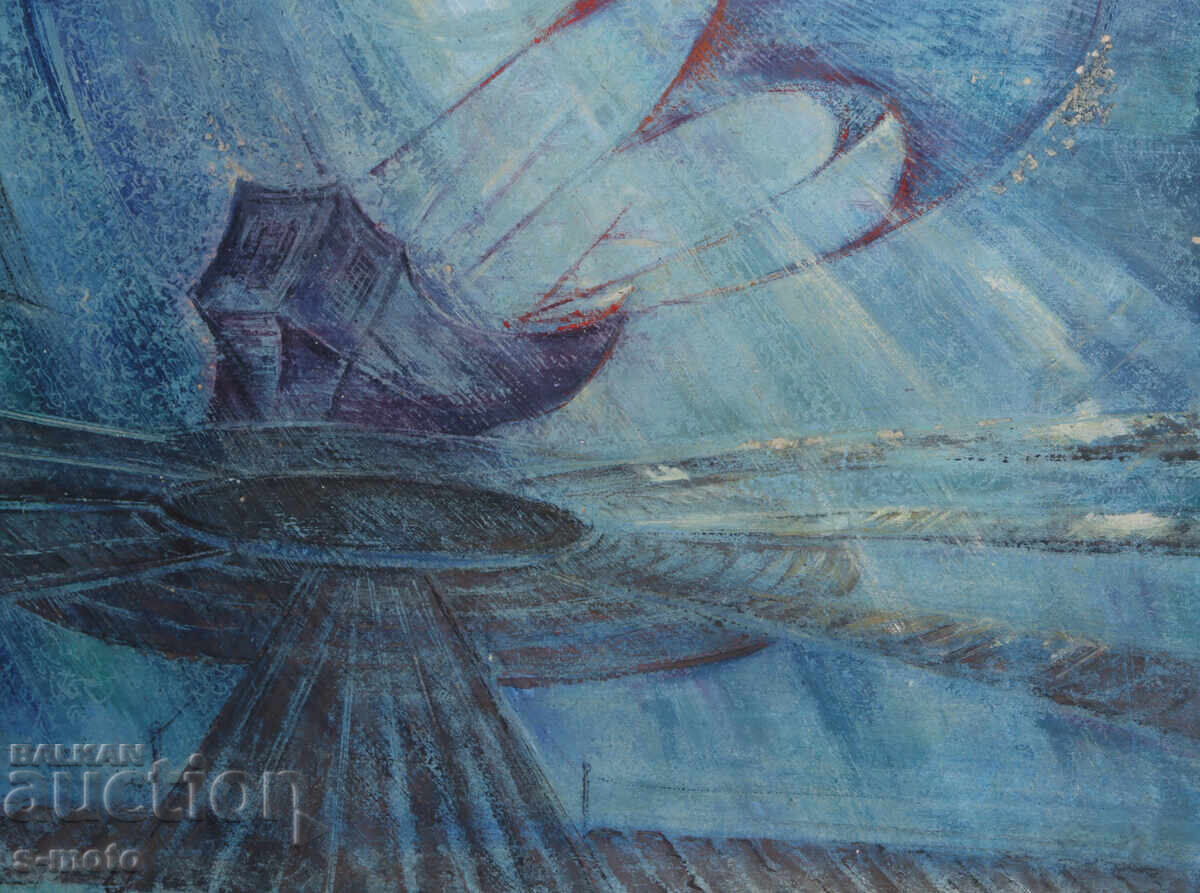 Tablou pastel compoziție abstractă navă - 6