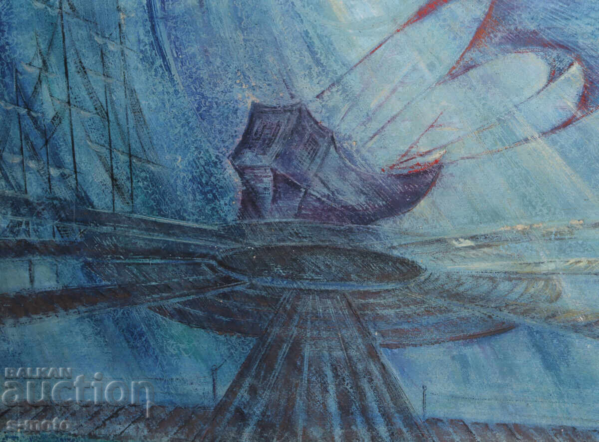 Tablou pastel compoziție abstractă navă - 7