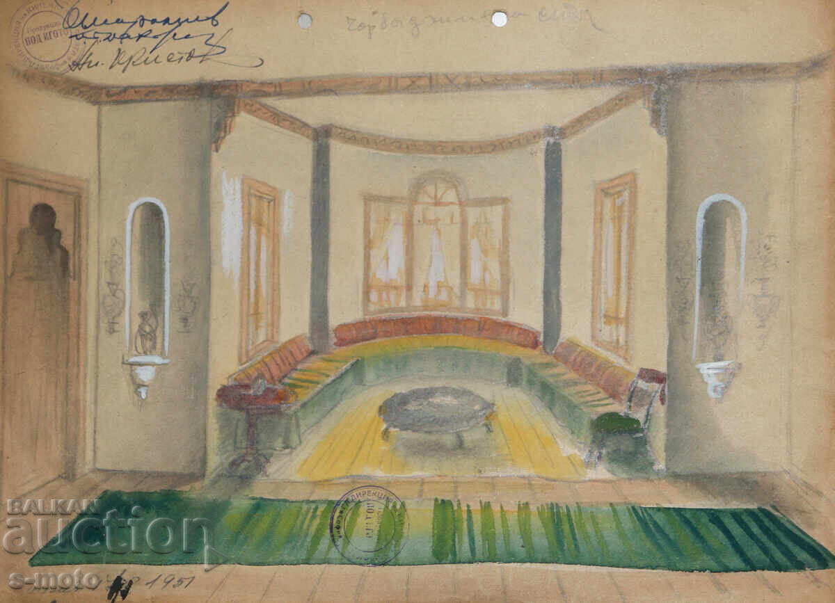 Σκηνογραφία μολύβι Γκεόργκι Ποπόφ - Τζον (1906 - 1961)