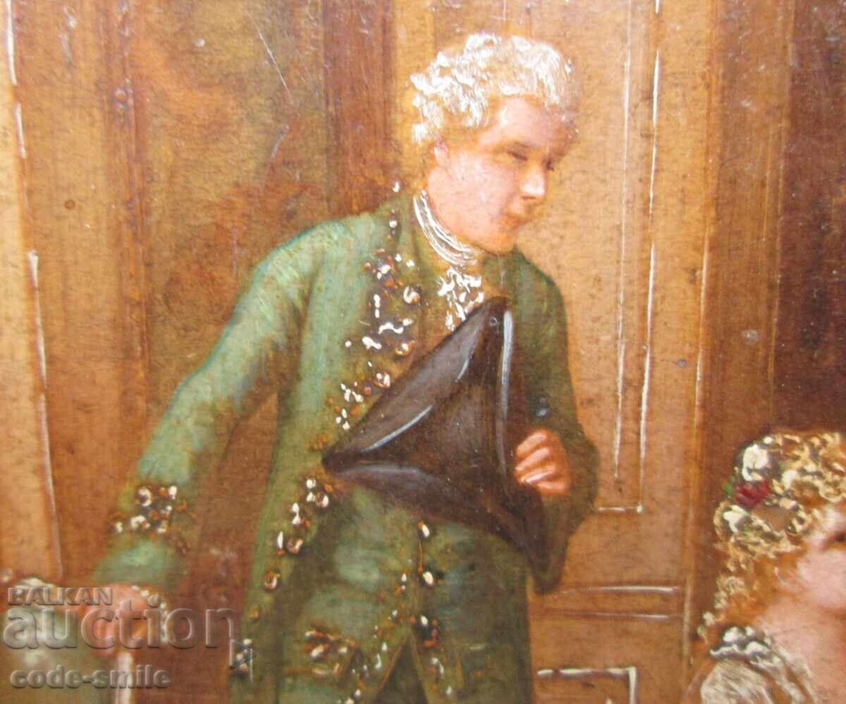 Παλαιός πίνακας ζωγραφικής, ελαιογραφία σε ξύλο, έτος 1900 - 5