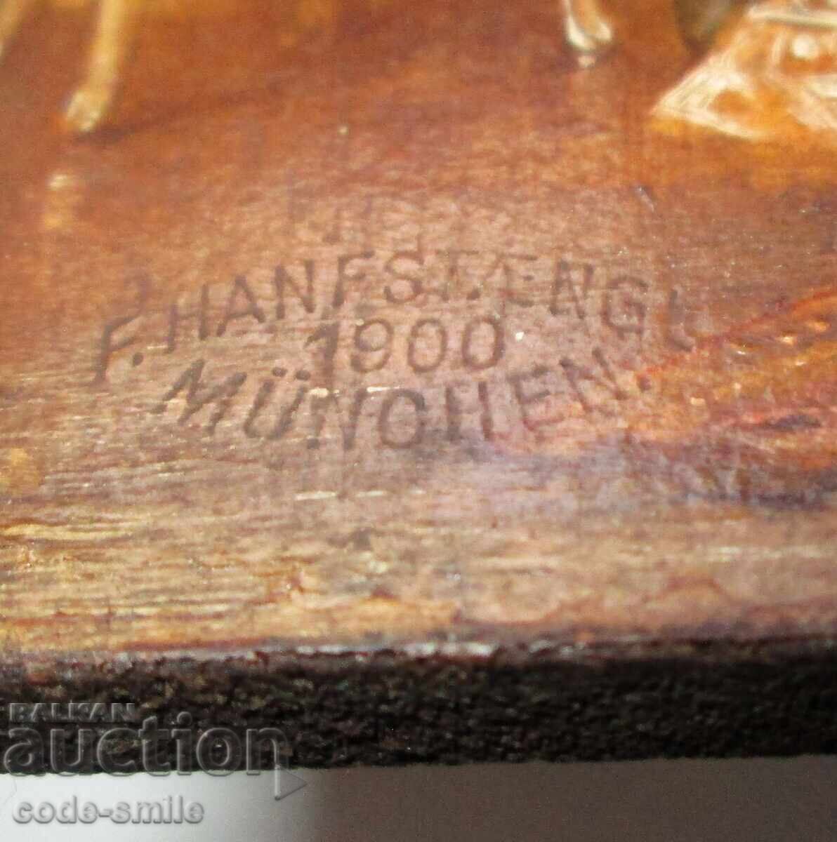 Παλαιός πίνακας ζωγραφικής, ελαιογραφία σε ξύλο, έτος 1900 - 7