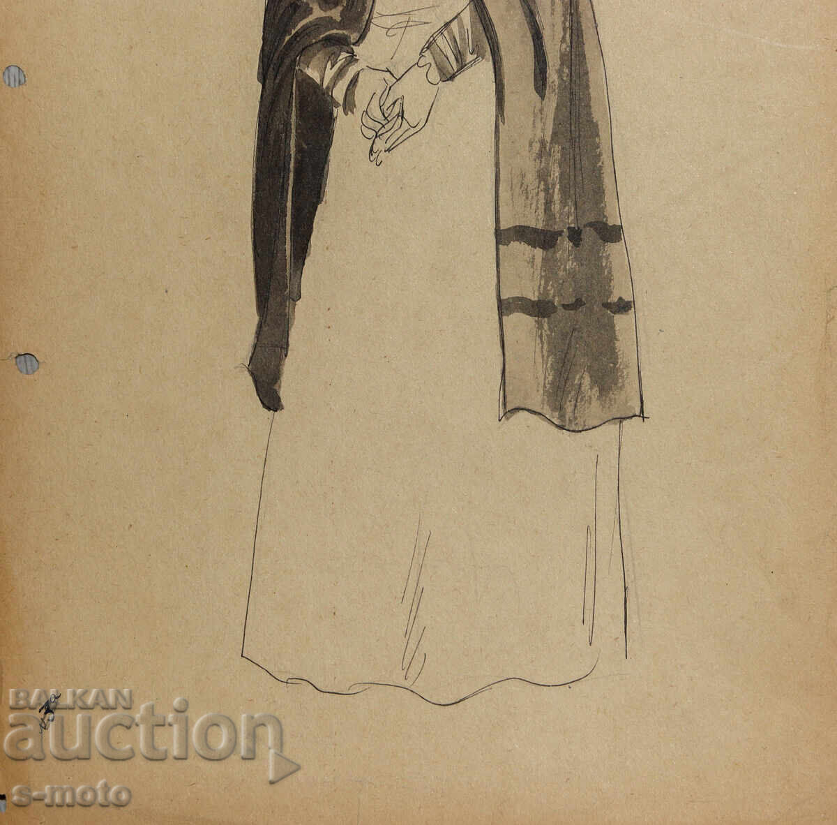 Pictură scenografie Gheorghe Popov - John (1906 - 1961) Tuș - 5