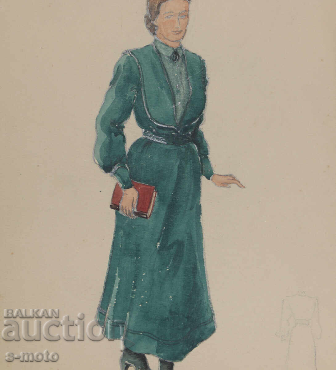 José Sancha (1908 - 1994) watercolor painting scenography 1954 - 5