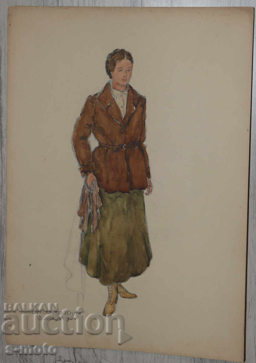 Χοσέ Σάντσα (1908 - 1994) πίνακας ακουαρέλα σκηνογραφία 1954 με τιμή € 200.00 | 391.17 BGN