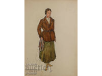 José Sancha (1908 - 1994) watercolor painting scenography 1954