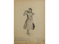 Сценография акварел Пепа Мисиркова ''Години за любов'' 1957г