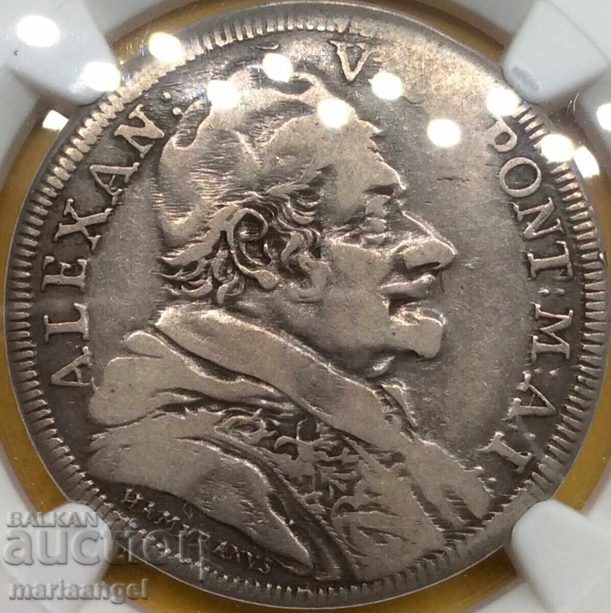 Teston 1690 Vatican NGC VF25 - foarte frumos Alexandru VII - 6