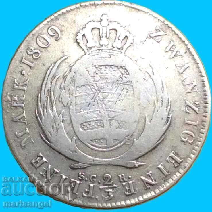 2/3 Талер 1809 Германия Саксония (20 Марки) сребро - 5