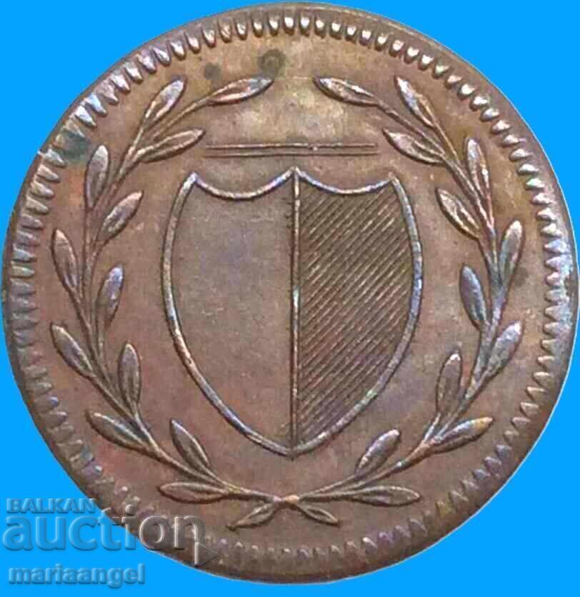 1 Jewish Thaler 1819 Frankfurt Germany Copper - 5