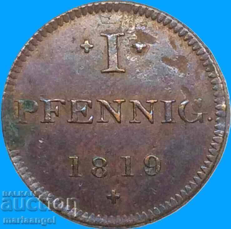 1 Jewish Thaler 1819 Frankfurt Germany Copper - 6