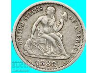 1 Dime 1888 USA 10 Cents Liberty Silver