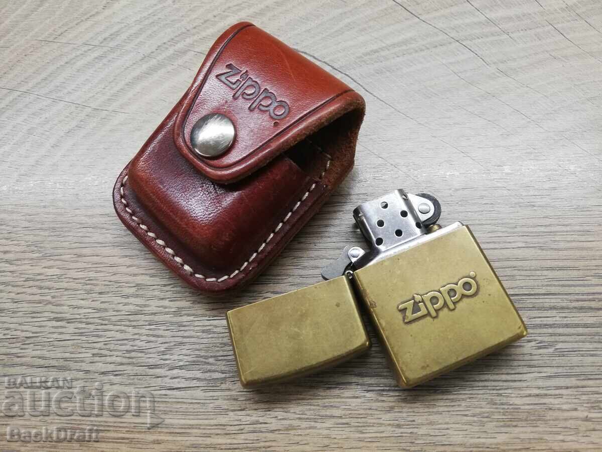 Brichetă originală pe benzină Zippo cu toc din piele - 5