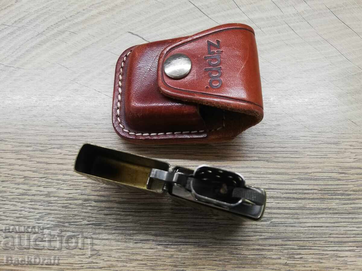 Brichetă originală pe benzină Zippo cu toc din piele - 6