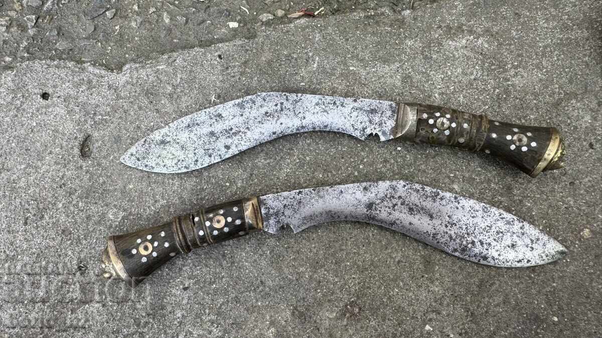 Cuțit Kukri nepalez vechi, bine păstrat, două bucăți, preț fix - 7