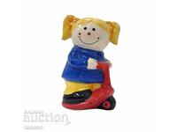 Рядка керамична касичка Пипи Дългото чорапче с тротинетка