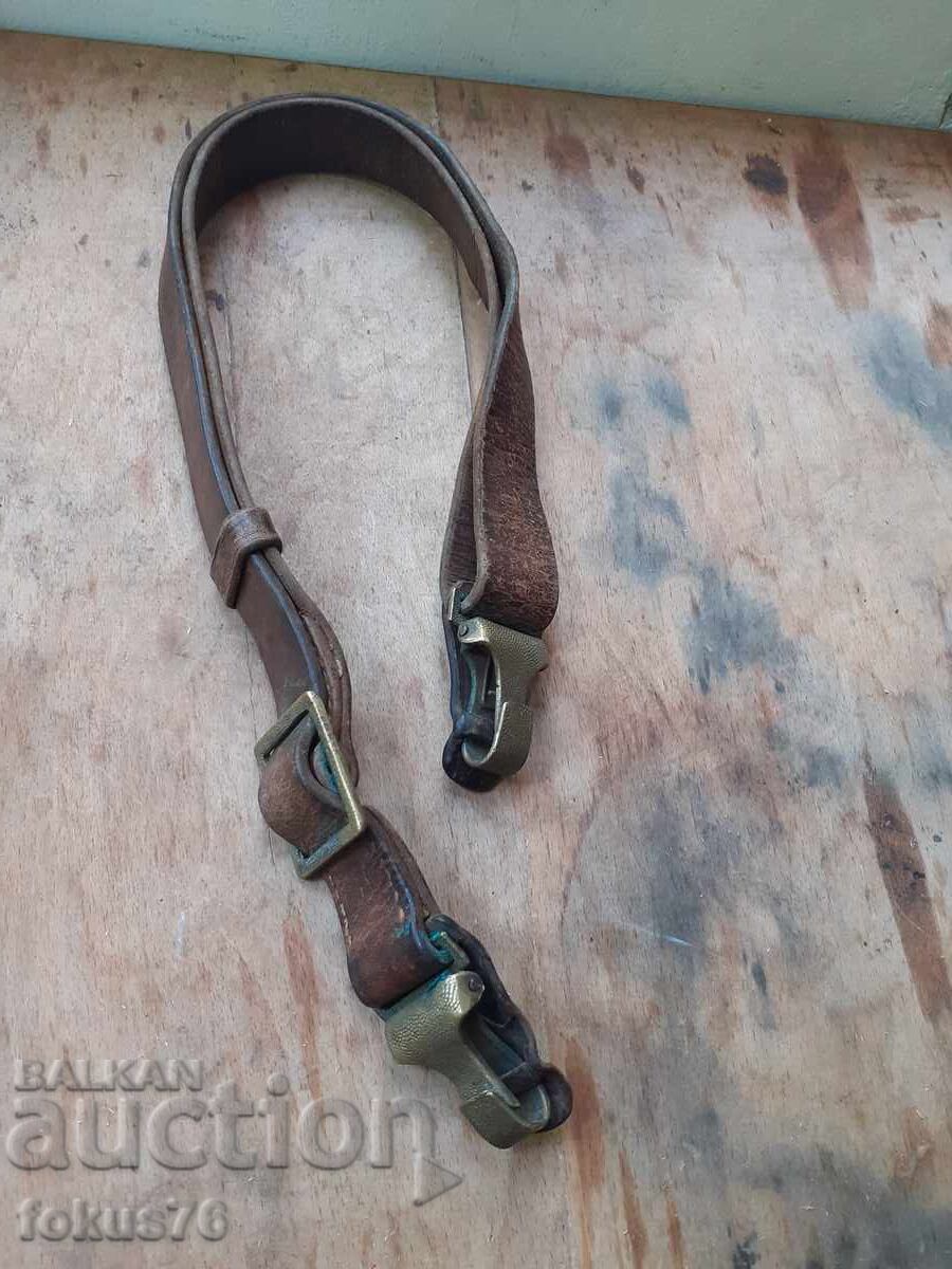 Old leather shoulder strap belt