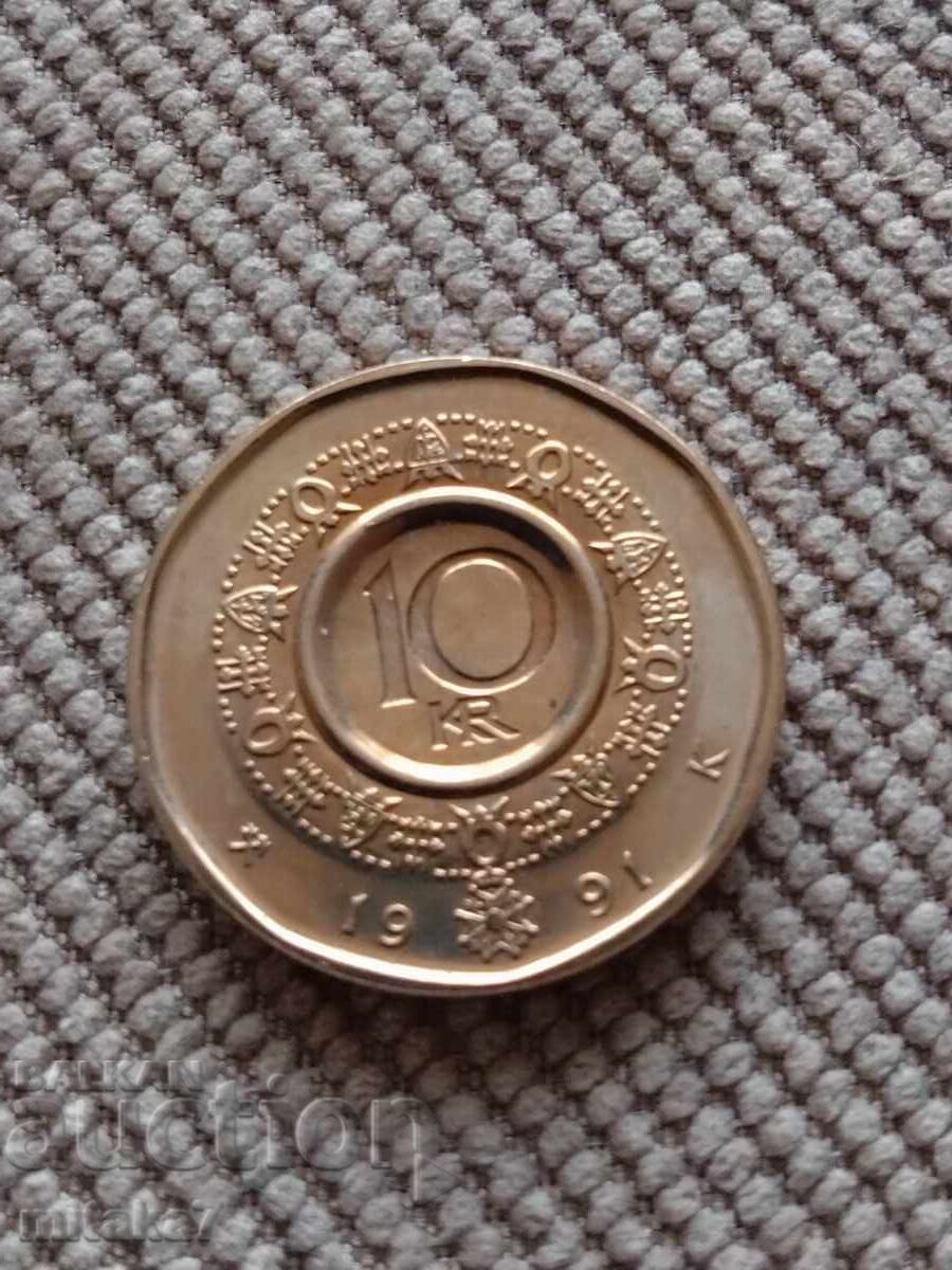 10 κορώνες 1991, Νορβηγία