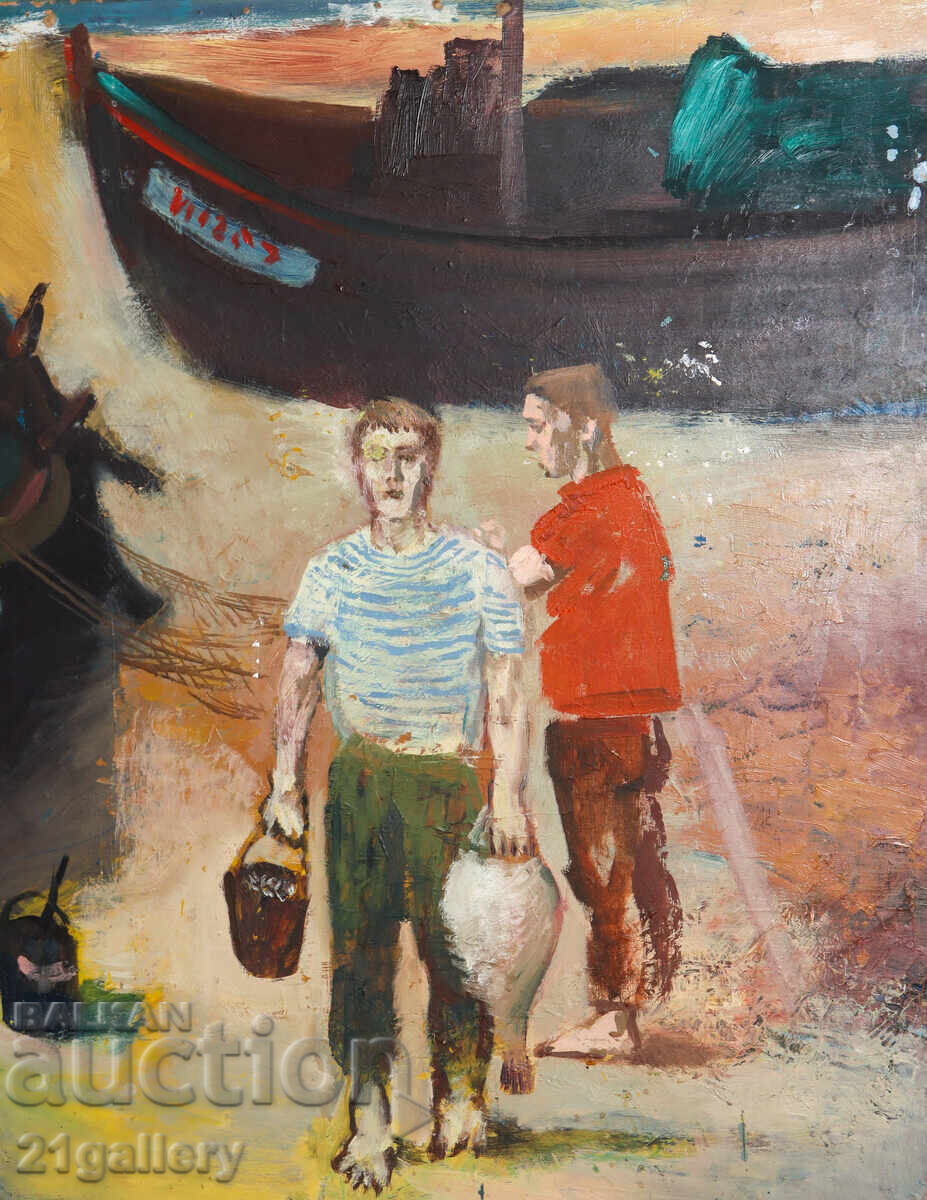Licitație Tablou în ulei Pescari Licitație Tablou în ulei Pescari