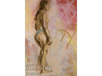 Oil painting portrait, nude body