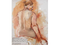 Oil painting portrait, nude body
