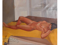 Oil painting portrait, nude body