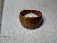 Старинен МЕДЕН ПРЪСТЕН Ръчно Орнаментиран