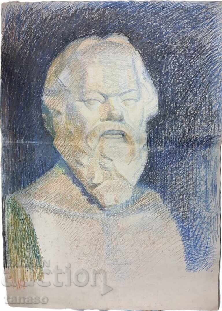 Desen vechi în pastel cu Socrate 70x50 cm (3.5) cu preț € 35.00 | 68.45 BGN