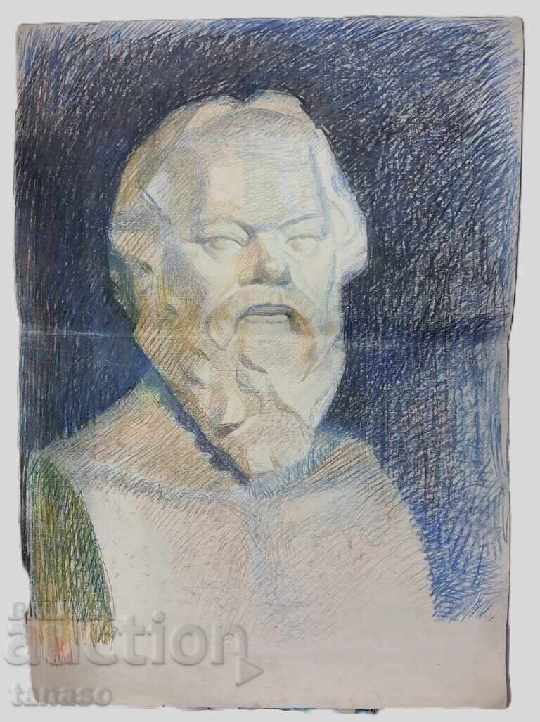 Desen vechi în pastel cu Socrate 70x50 cm (3.5)