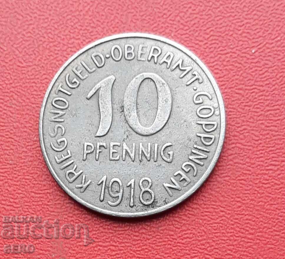 Germania-Baden-Württemberg-Göppingen 10 pf. 1918-stare excelentă