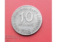 Германия-Баден-Вюртенберг-Гьопинген 10пф. 1918-отл.запазена
