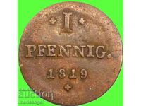 1 pfennig 1819 Saxony Germany copper