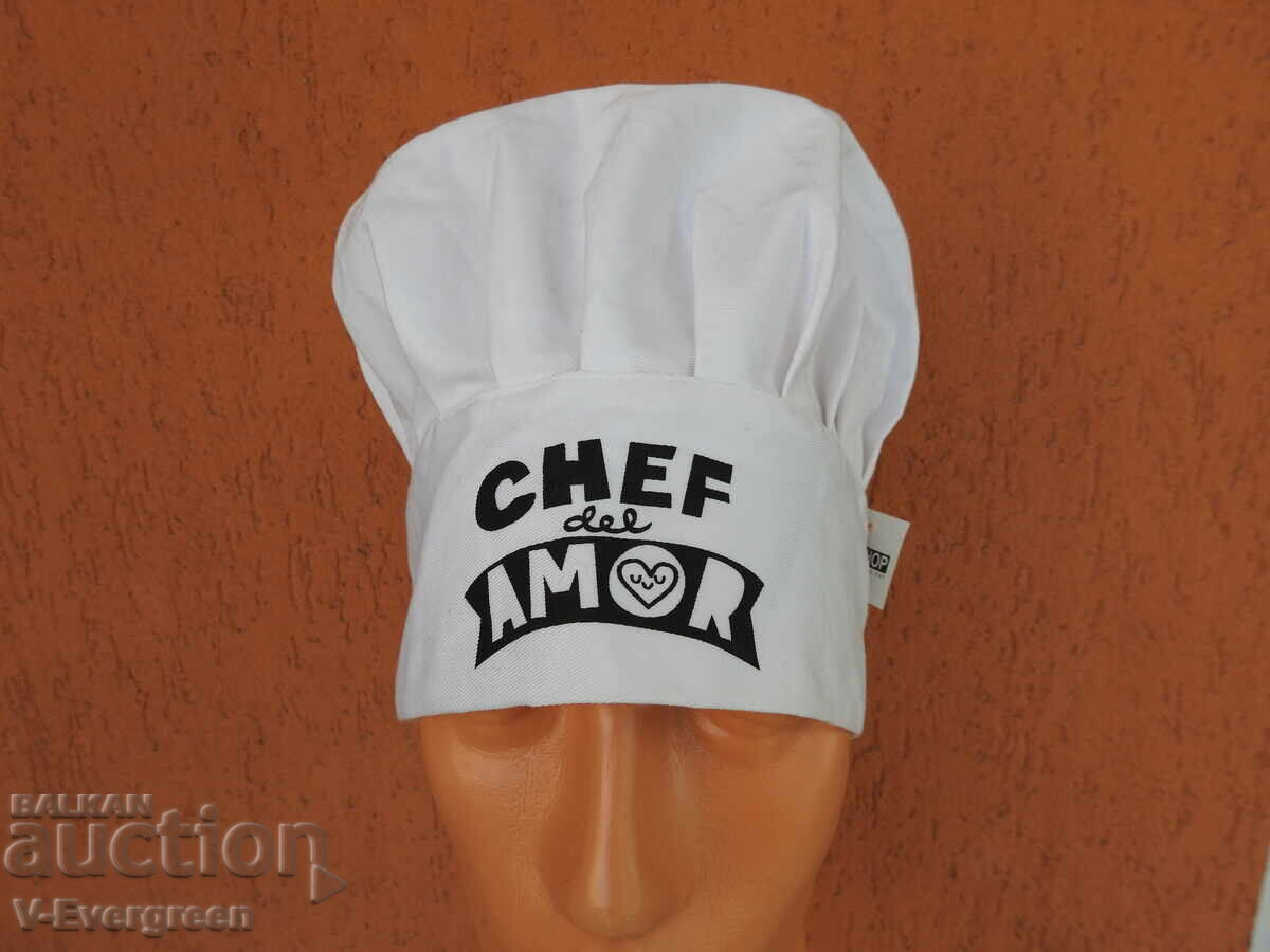 Bonetă de bucătar Chef del Amor nouă cu etichetă 62 cm