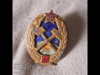 Insignă sovietică veche inginer minier miner email URSS