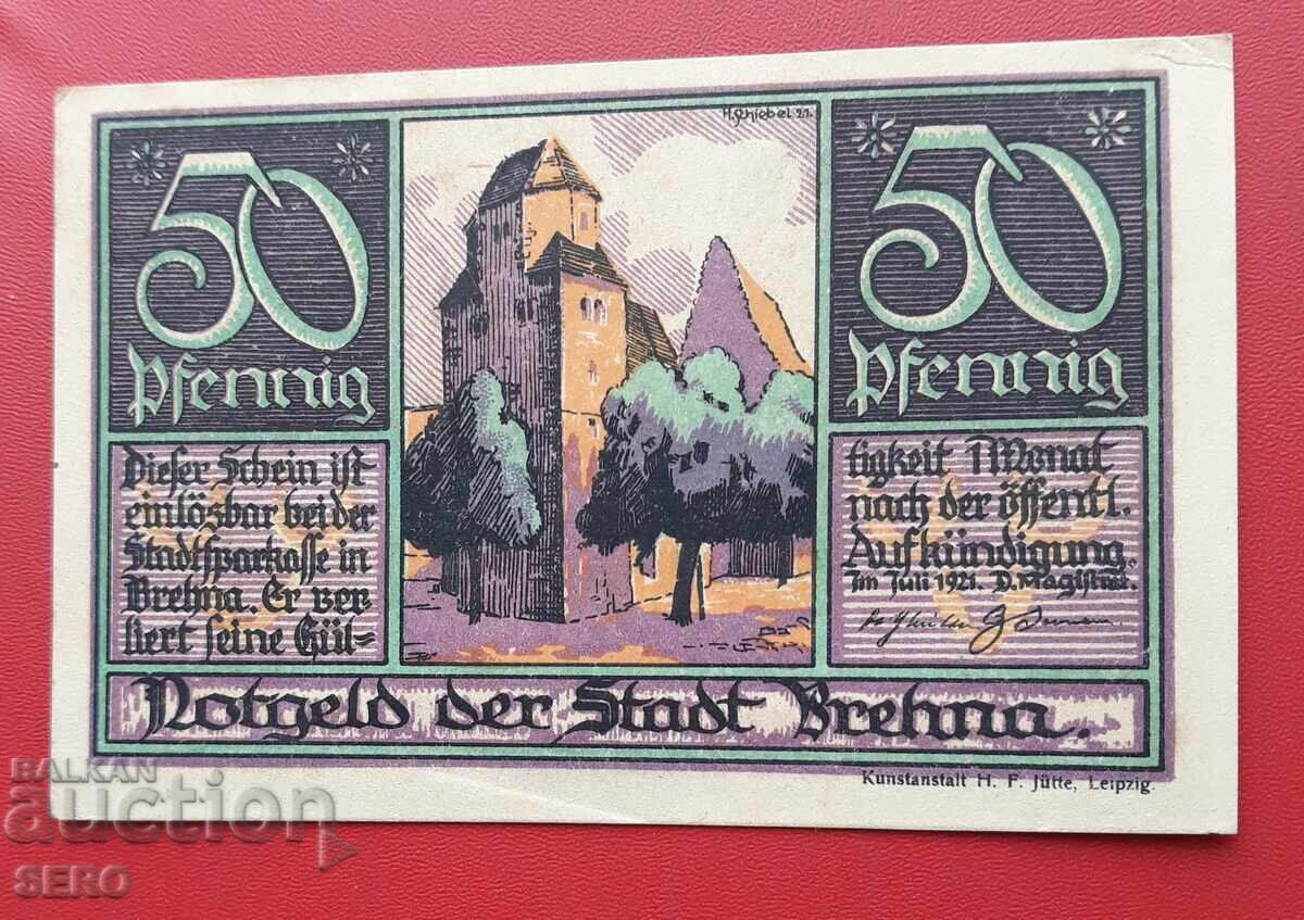 Bancnotă-Germania-Saxonia-Brehna-50 pfennigi 1921