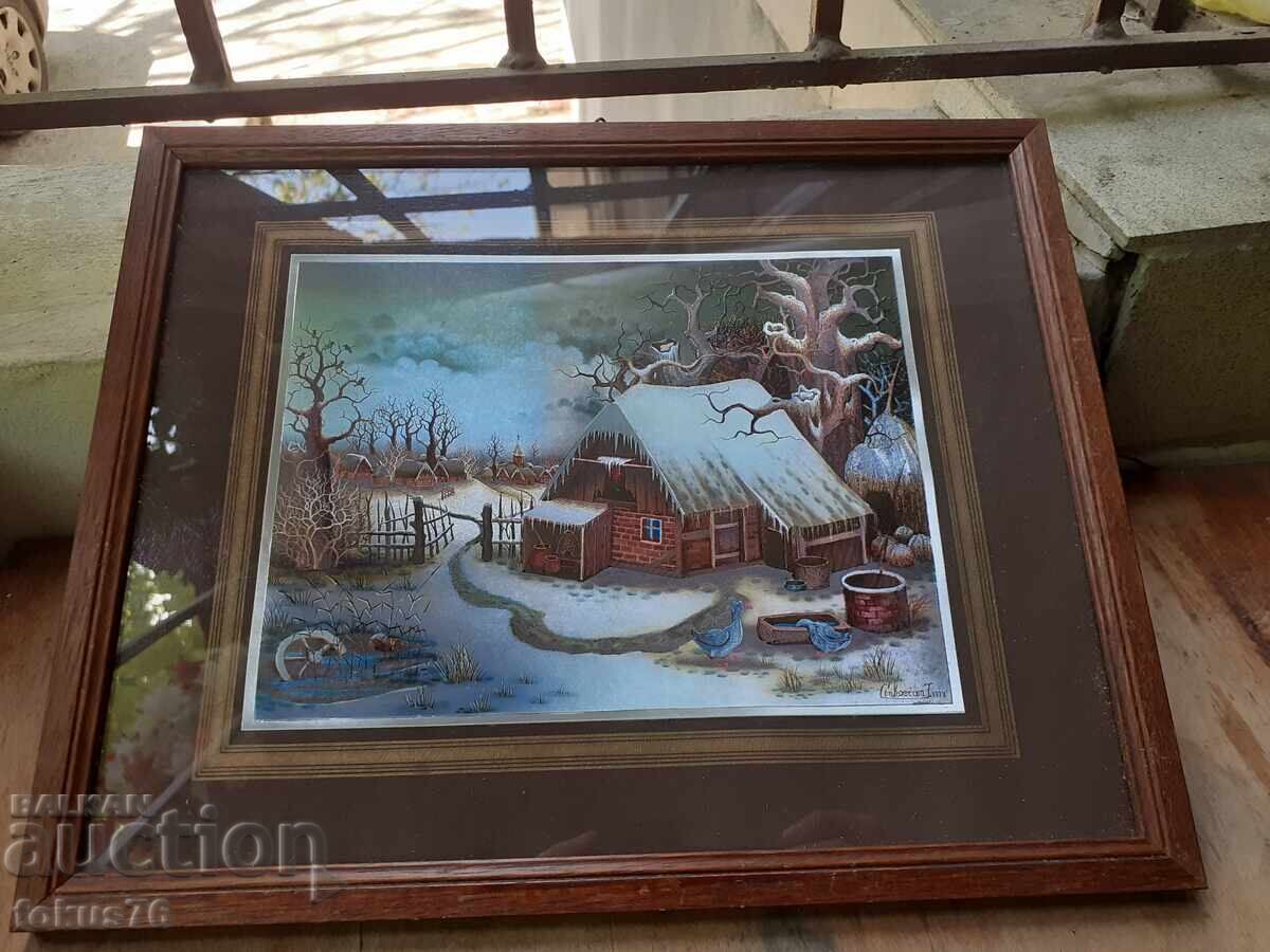 Painting "Winter in the Village" by Ivo Tsenkovchan 1979 - foil with price € 25.00 | 48.90 BGN
