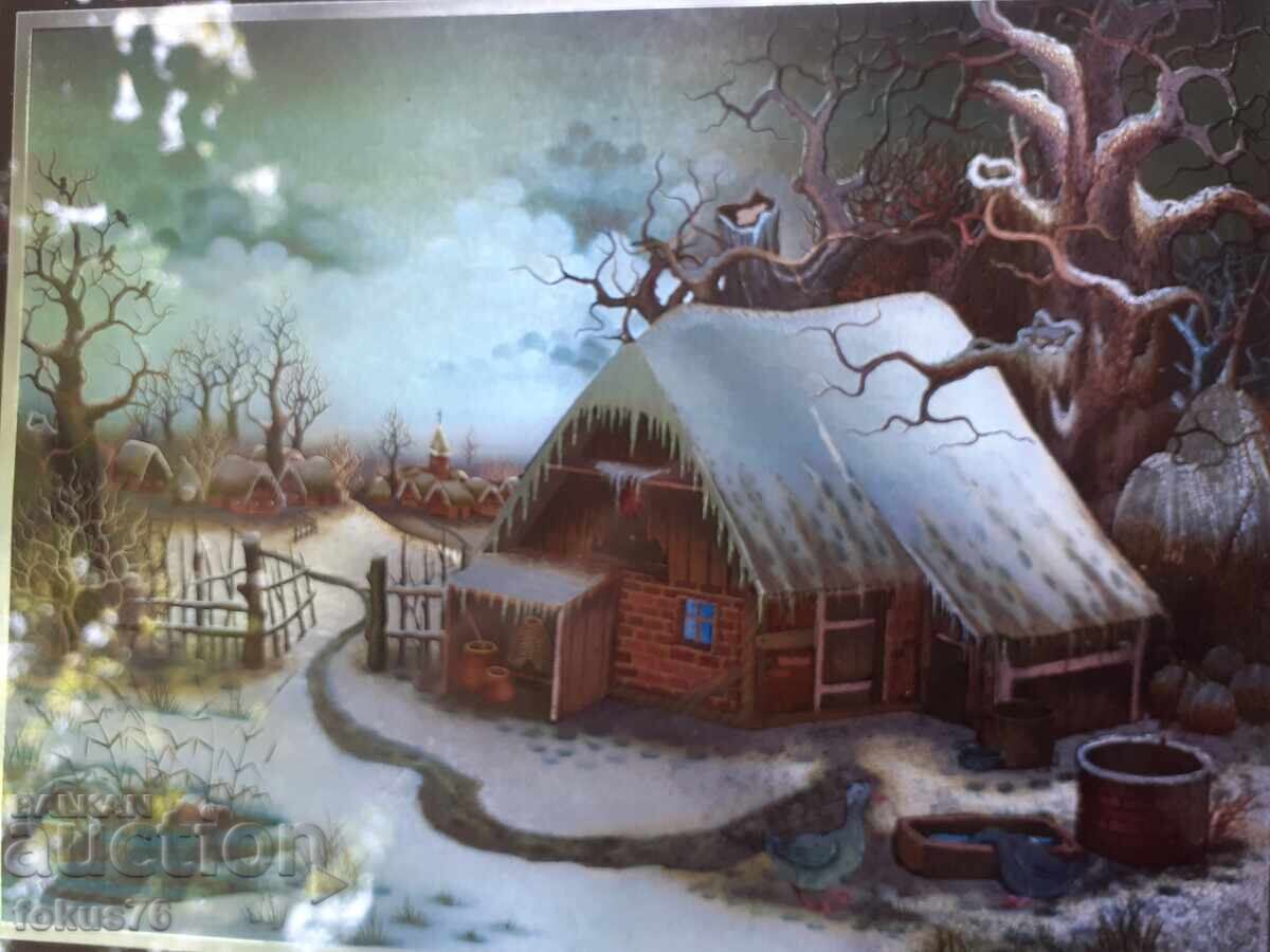 Auction  Painting "Winter in the Village" by Ivo Tsenkovchan 1979 - foil
