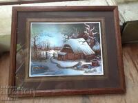 Painting "Winter in the Village" by Ivo Tsenkovchan 1979 - foil