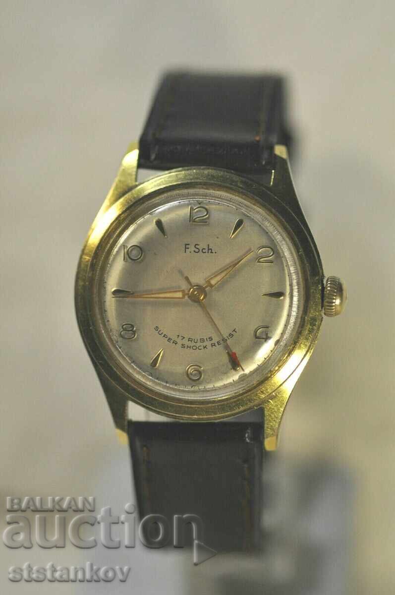 Γερμανικό ρολόι "F.Sch." cal.DuRoWe 1132 D.B.G.M, περίπου 1969