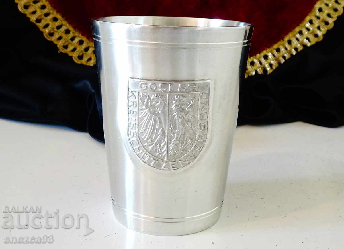 Pahar de vin din cositor, dragon, scut - 5