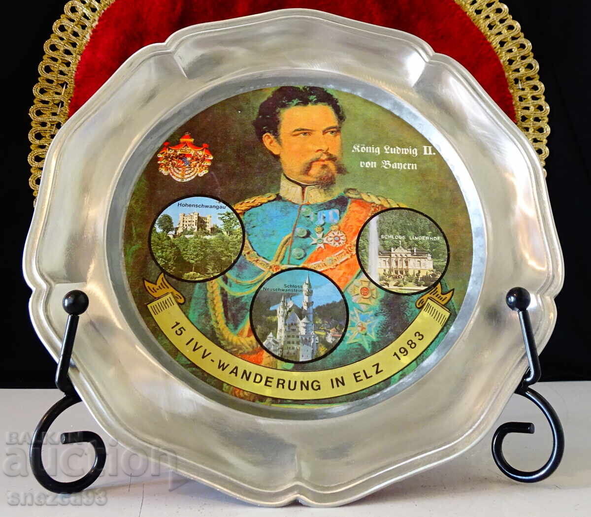 Pewter plate with King Ludwig of Bavaria - 5