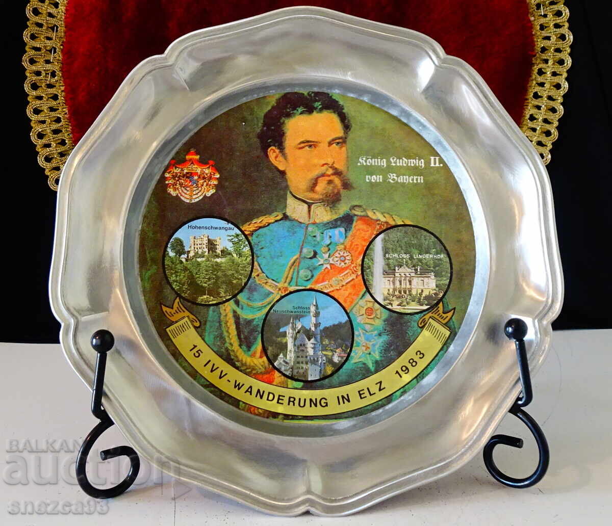Pewter plate with King Ludwig of Bavaria