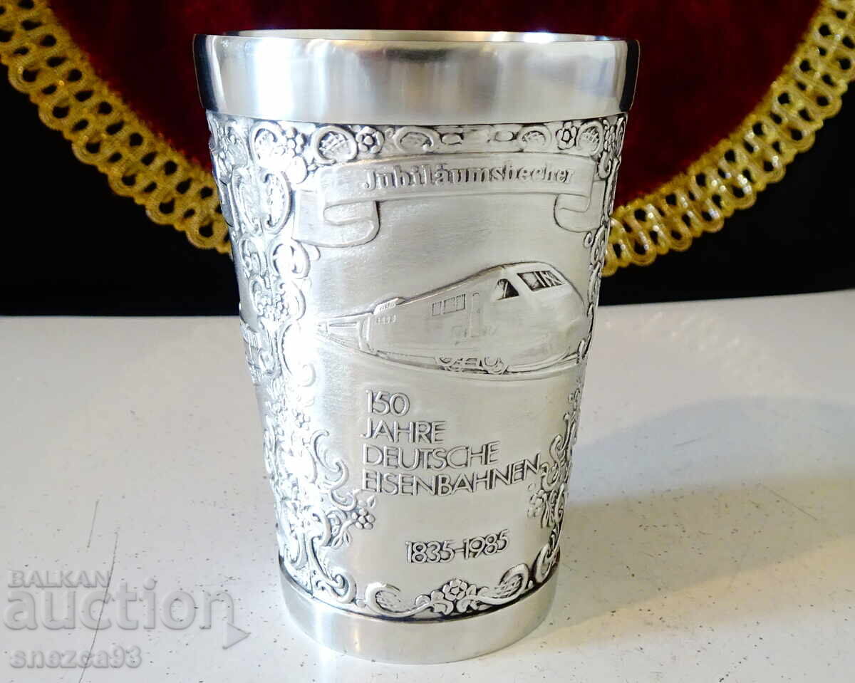 Delivery of Pewter wine goblet, train, railway