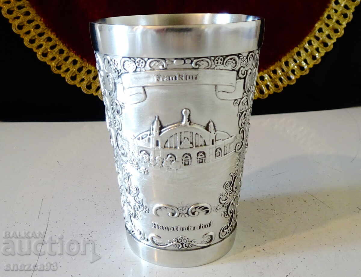 Pewter wine goblet, train, railway - 5