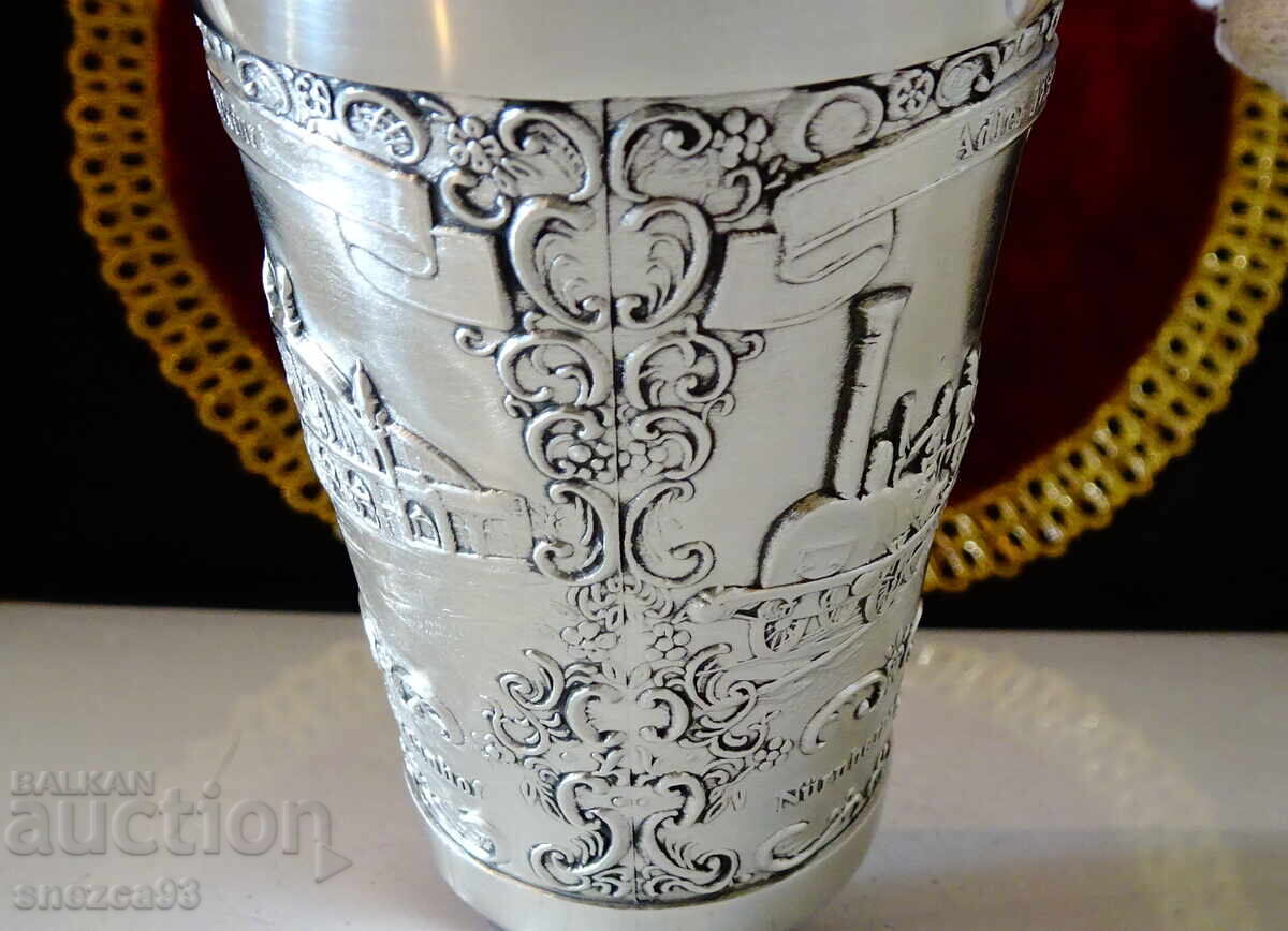 Pewter wine goblet, train, railway - 6