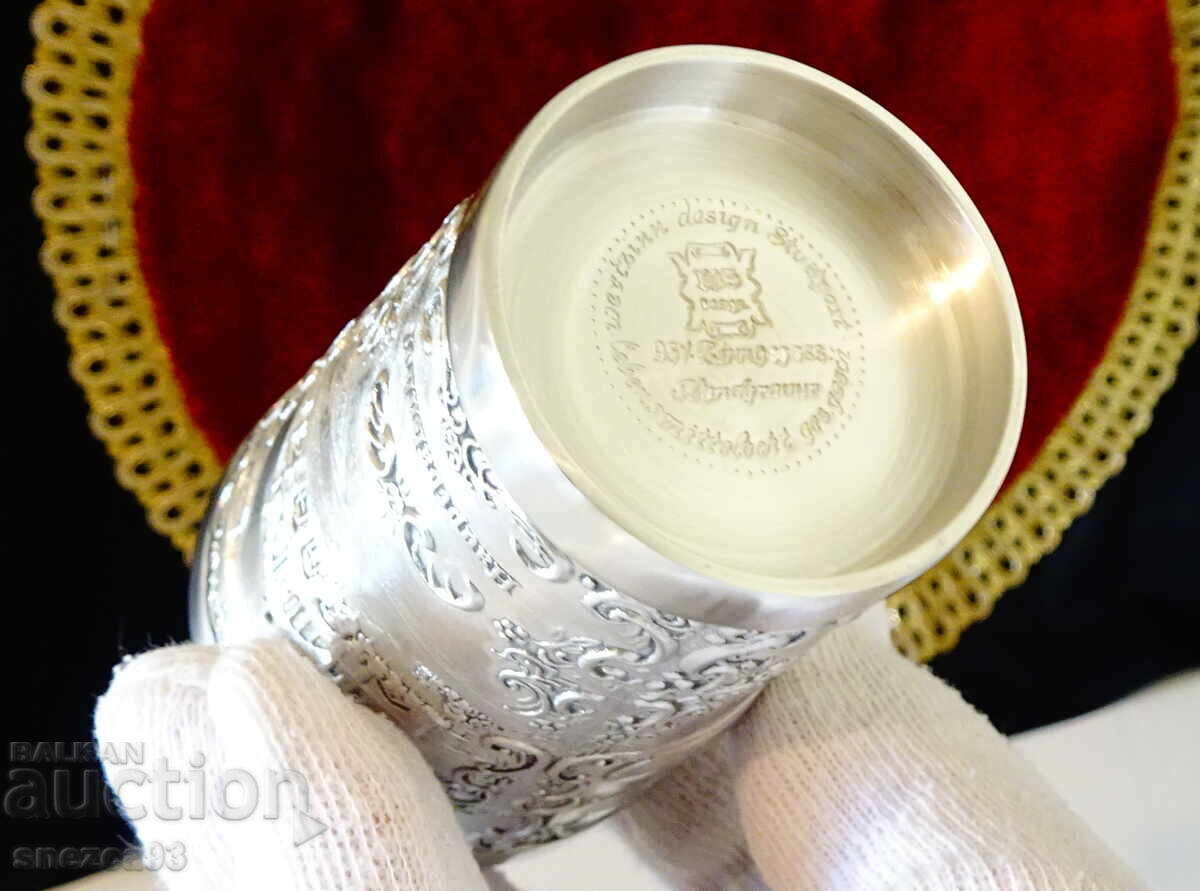 Pewter wine goblet, train, railway - 7