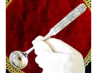 Lingură cu mâner din cositor, vikingi, corabie cu dragon, Norvegia