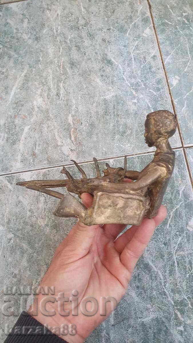 Statuetă veche din bronz africană - 5